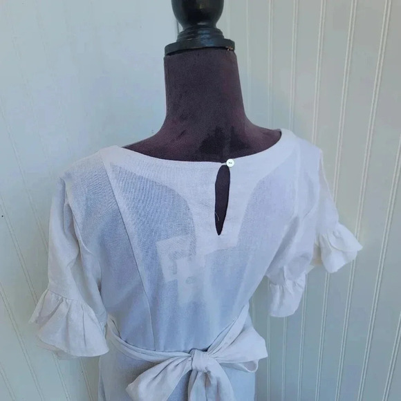 NWT Socialite Ruffle Flare Wrap Tie Linen Blend Dress Women Stylish Ivoy Sz M - Picture 8 of 13